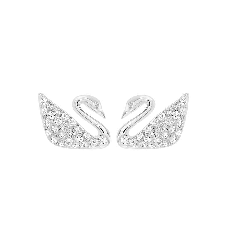 Swarovski Faux Crystal Stud Earrings White Gold Plated