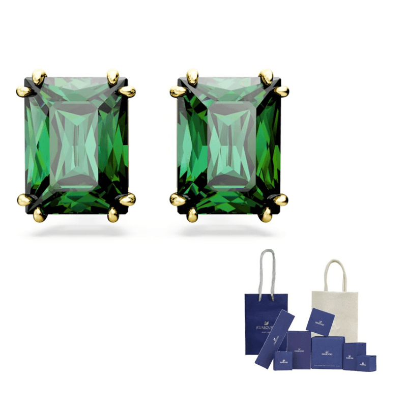 Swarovski Stilla Rhodium plated Stud Earrings Green
