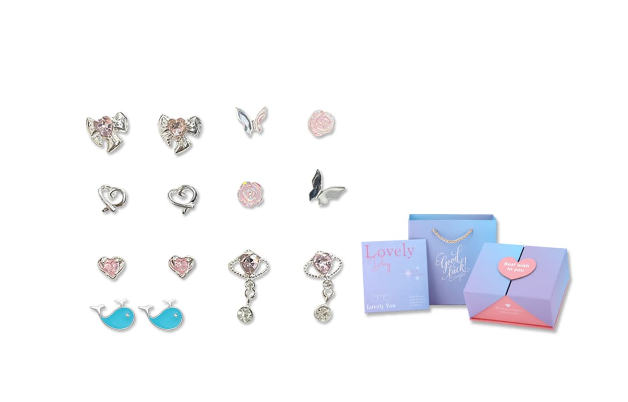 Sweetheart Week Stud Earrings and Dream Gradient Gift Box