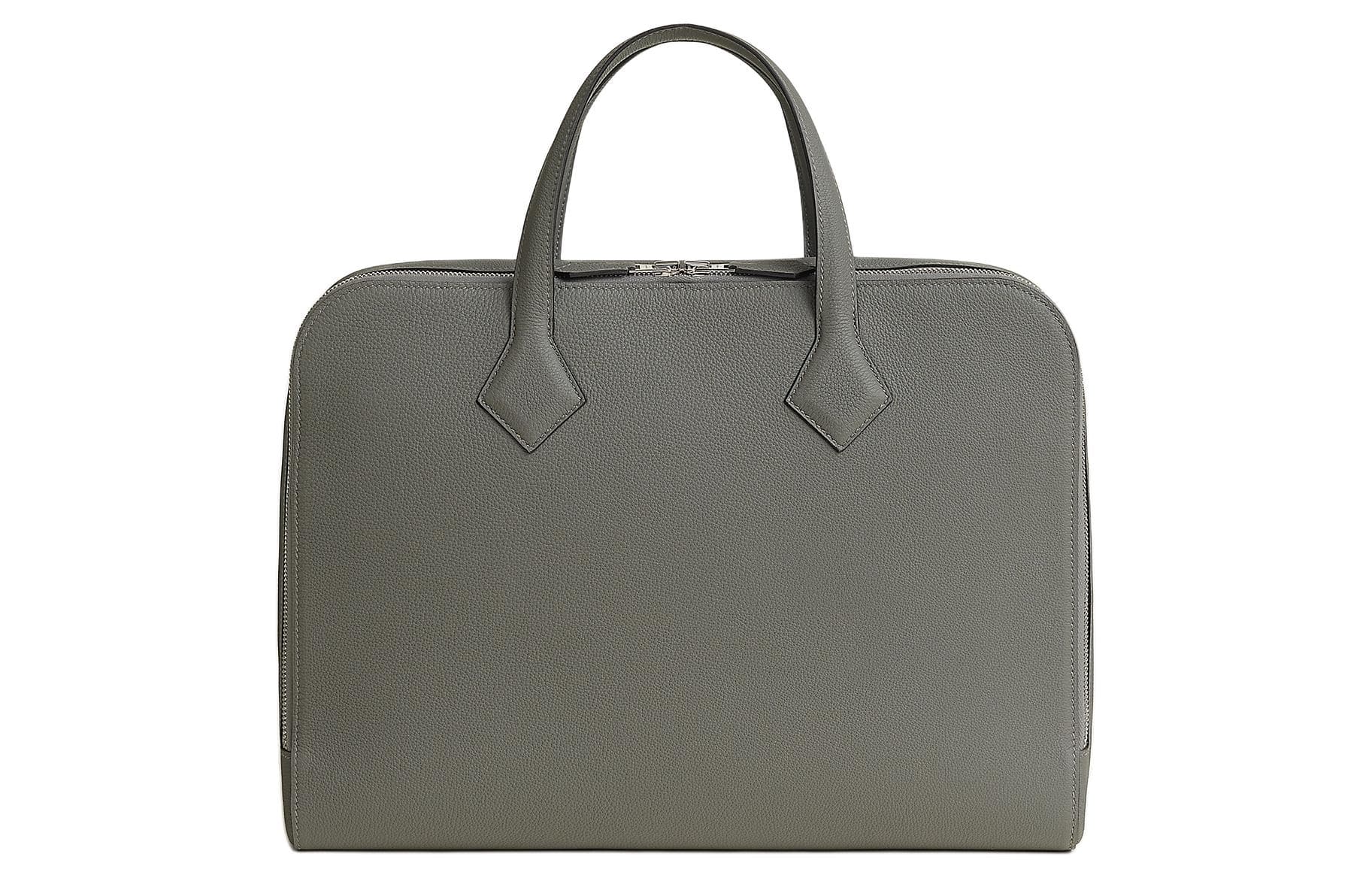 HERMES Victoria Light Business Togo Calfskin Business Briefcase, Handbag 0L Grismeyer Rain Cloud Gray Box Included