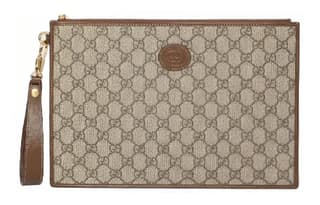 GUCCI Interlocking Canvas With Clutch Ebony