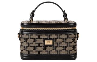 Elisabetta Franchi Cotton Travel Makeup Bag Licorice/Black