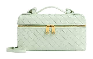 Bottega Veneta Calfskin Shoulder Bag, Crossbody Bag, Makeup Bag Mini Mint Green