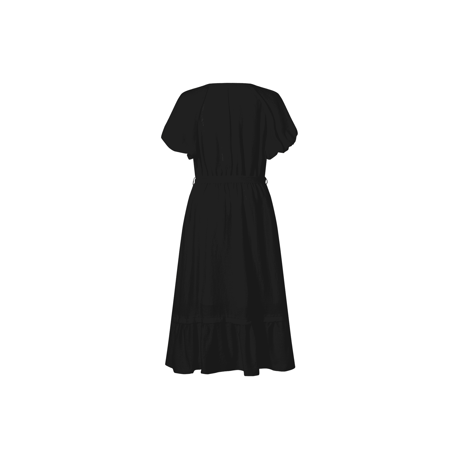 DIALOGUE ShortSleeved Vneck Moderate MidLength Puffy Skirt