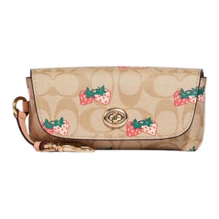 COACH Sunglass Case Canvas With Clutch Eyeglass Pouch Khaki