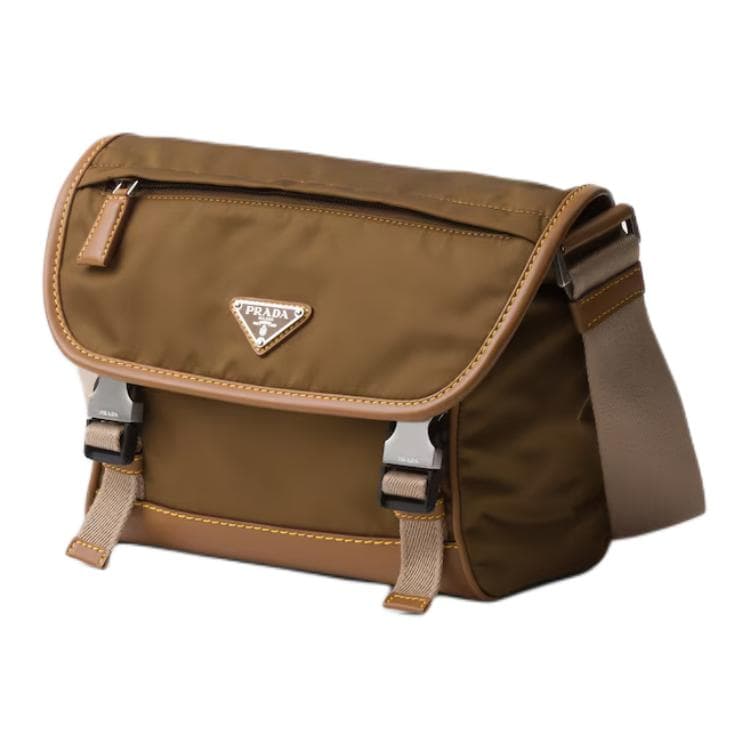 PRADA Recycled Nylon With Crossbody Bag, Shoulder Bag Cork Beige