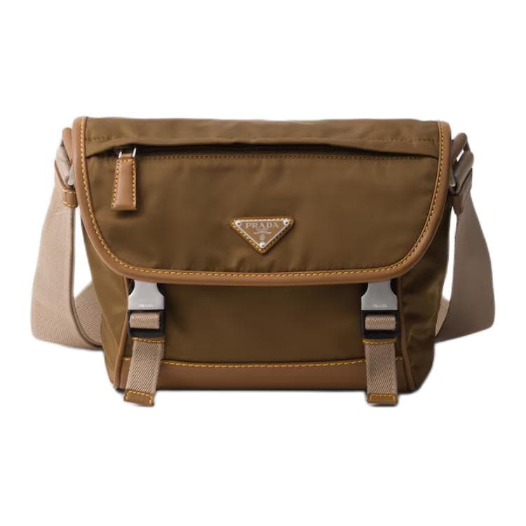 PRADA Recycled Nylon With Crossbody Bag, Shoulder Bag Cork Beige Gift Set(Basic Set+Box+Shopping Bag)
