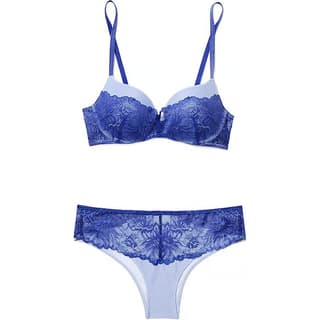 Victoria's Secret PINK Lace Patchwork Bra / Blue Set Blue