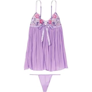 Victoria's Secret Jacquard Suspender Waist Underwear/Purple Set Purple