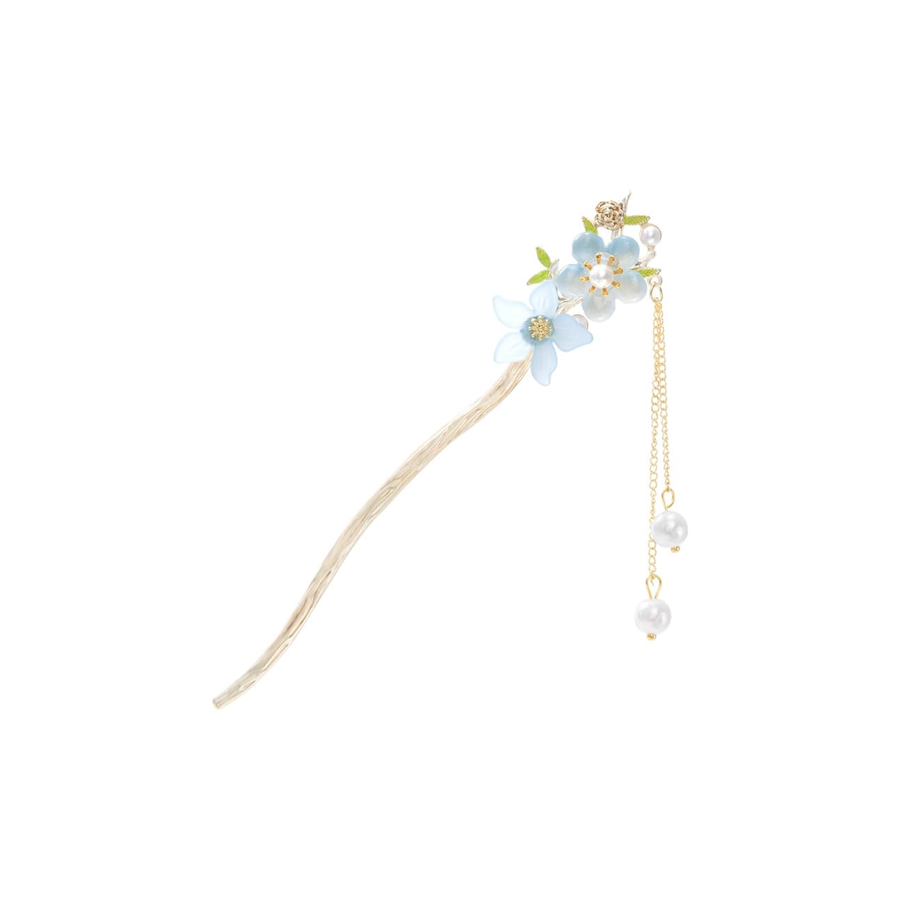 Traditional Chinese Style Tassel Hairpin[Ice Blue Peach Blossom]