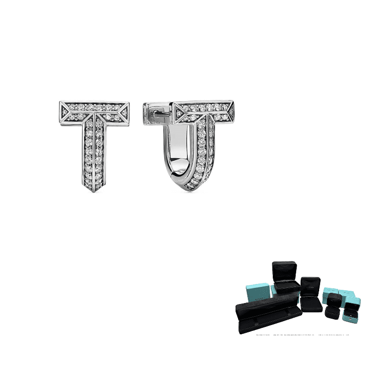 TIFFANY & CO. 18K White Gold Earrings Silver Silver