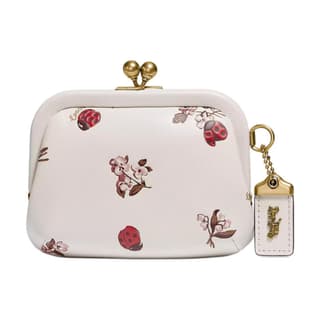 COACH Kisslock Refined Calfskin Coin Purse Regular White