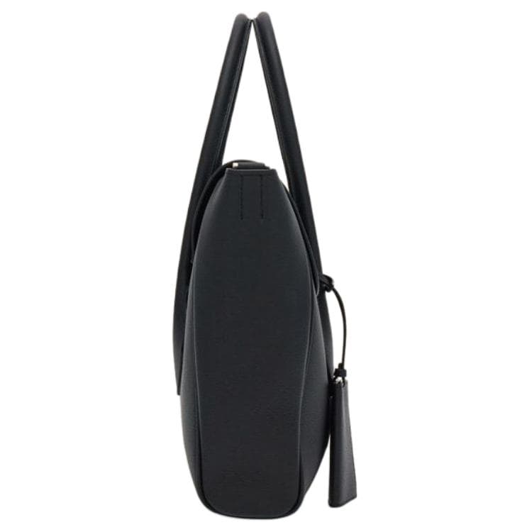 FERRAGAMO Hammered Texture Calfskin One Shoulder Crossbody Handheld Briefcase Black