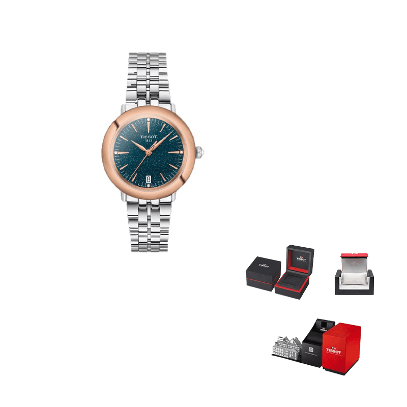 TISSOT Star Halo Series Quartz Movement Watch 33mm Blue Dial Stainless Steel Case Blue Dial