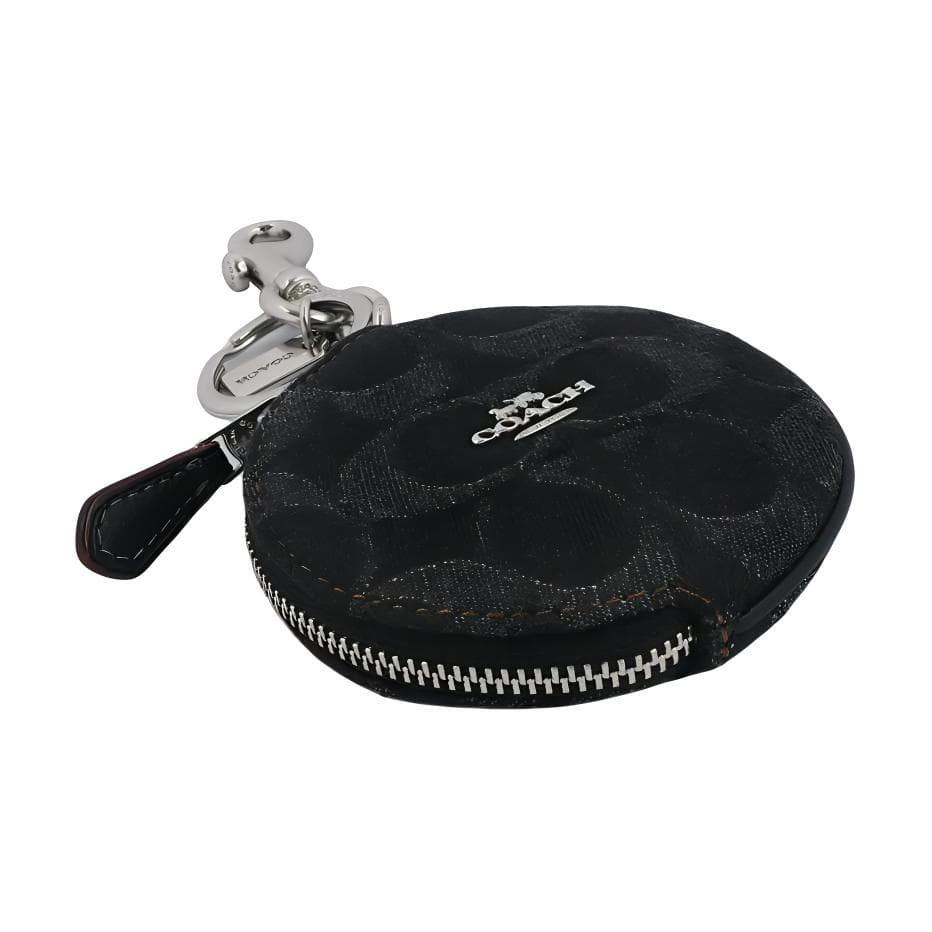 COACH Denim With Smooth Coin Purse Regular Black