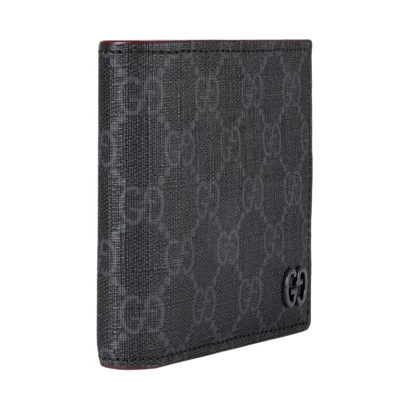 GUCCI Canvas Bag Wallet Coin Purse Regular Black & Bordeaux Red