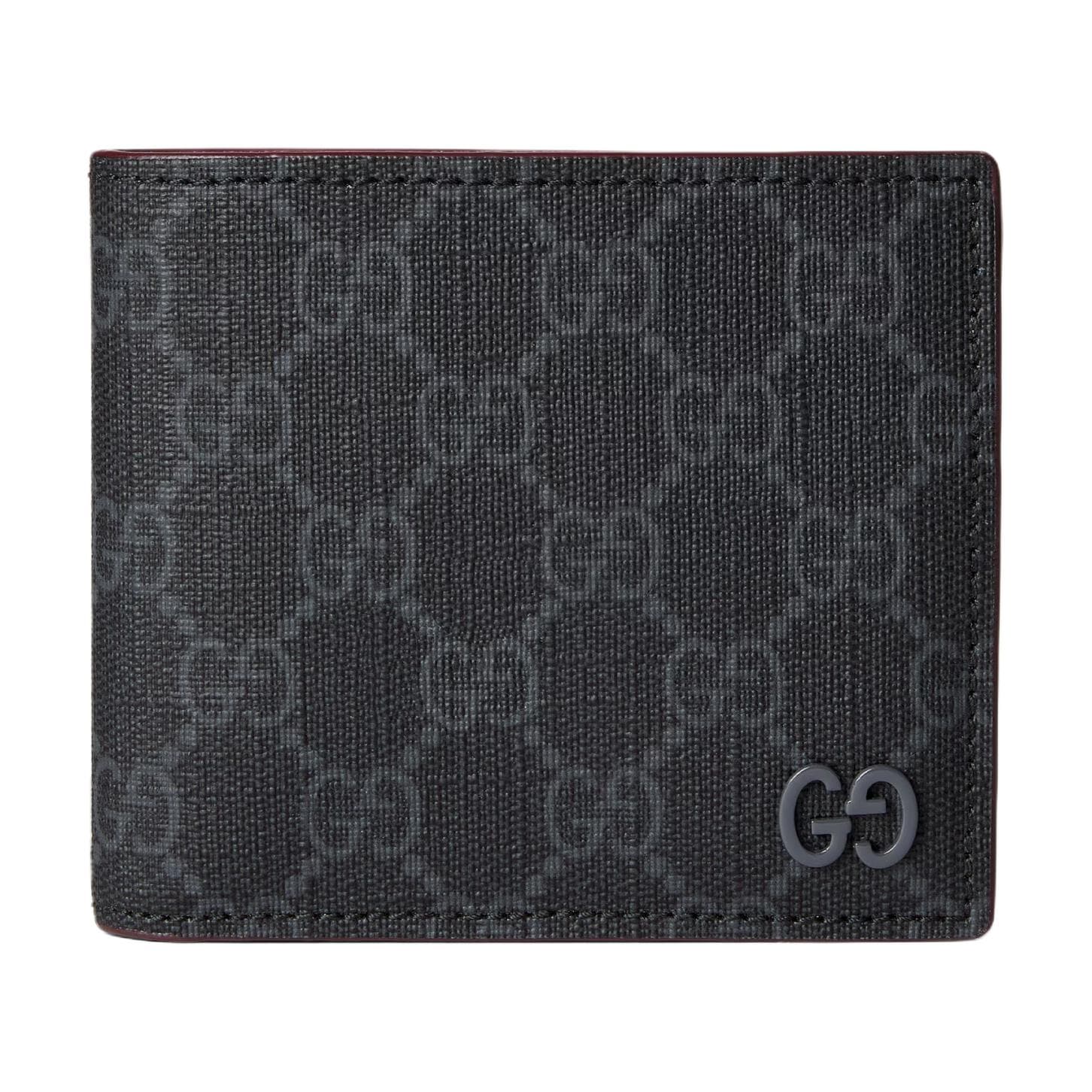 GUCCI Canvas Bag Wallet Coin Purse Regular Black & Bordeaux Red Basic Set (Bag+Dust Bag)