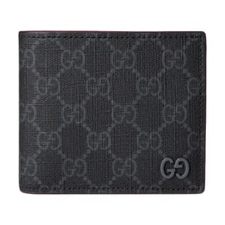 GUCCI Canvas Bag Wallet Coin Purse Regular Black & Bordeaux Red