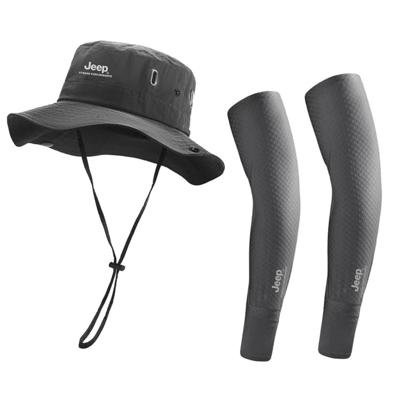 Gray TwoPiece Set (Hat+Cooling Arm Sleeves)