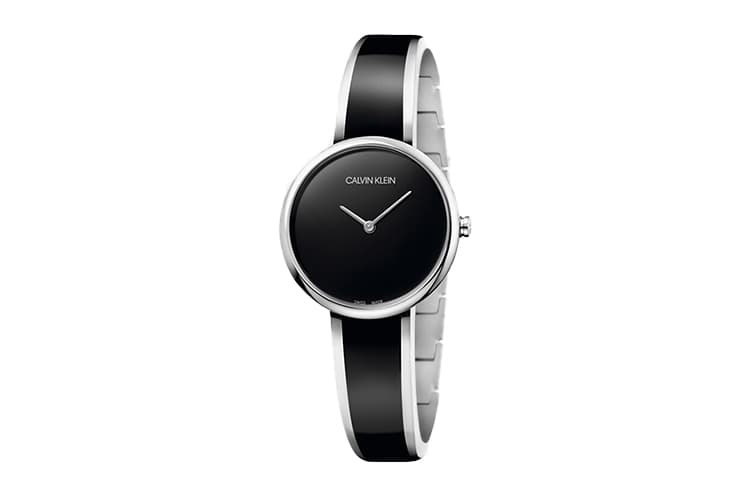 CALVIN KLEIN CK Quartz Wrist Quartz Movement Steel Strap 30mm Black Dial Watch Black/Silver