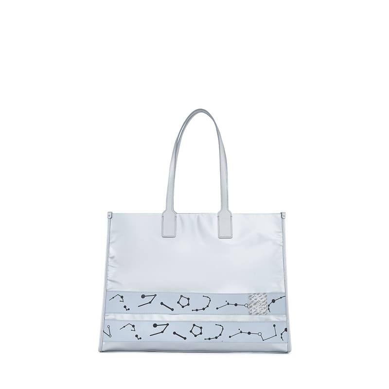 XTEP Fabric Chinese Trend Bag, Tote Bag, Shopping Bag, Handbag Regular Light Blue Silver