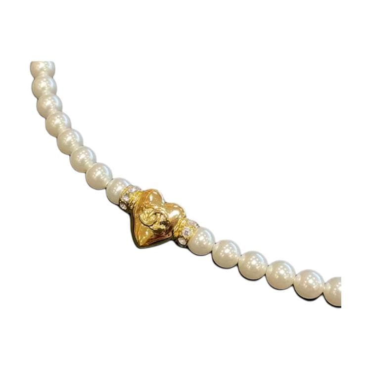 CHANEL Heart Style Metal, Artificial Pearl, Rhinestone Bracelets Gold