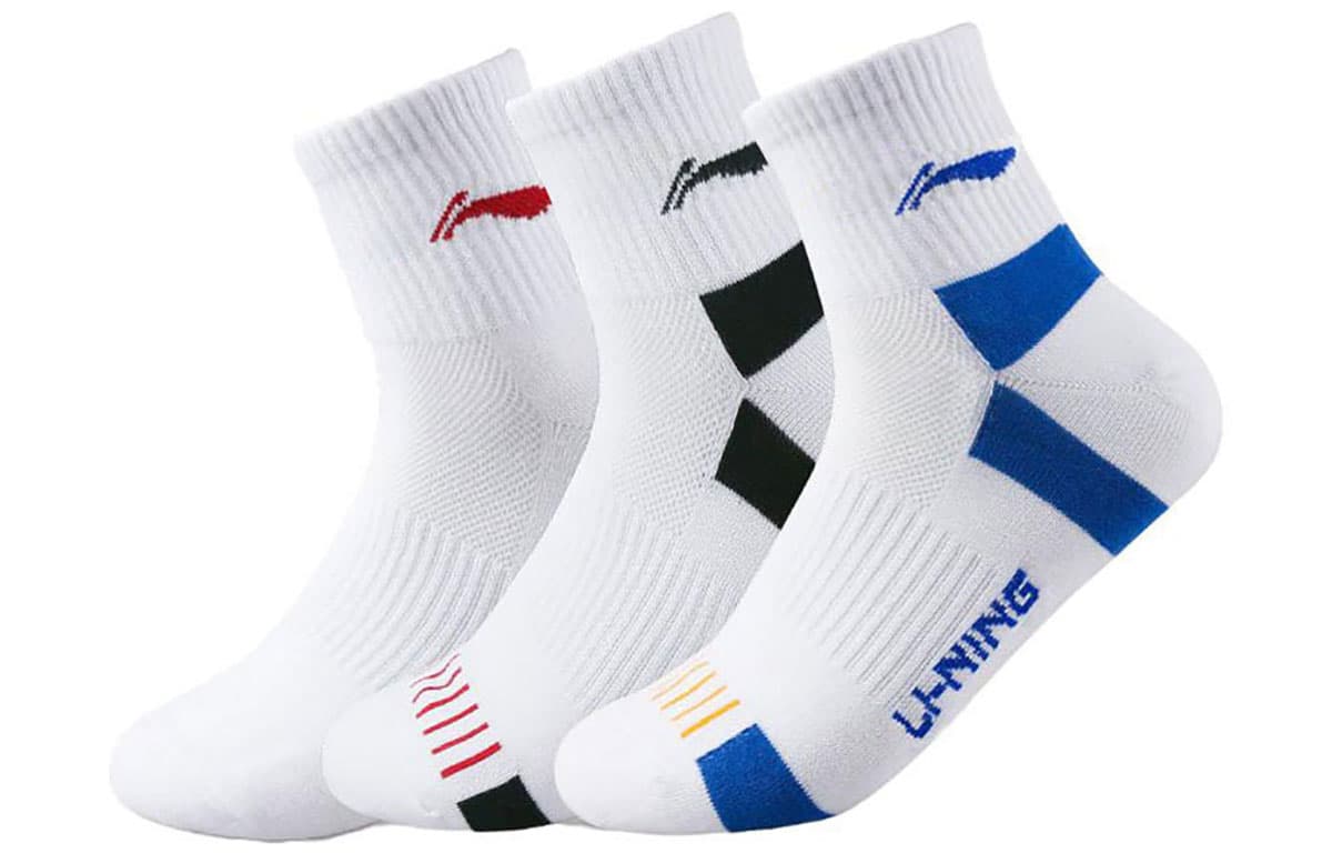 Li Ning Crew 3 Pack White Blue/White Black/White White Blue+White Black+White