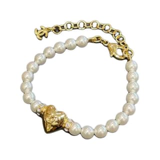CHANEL Heart Style Metal, Artificial Pearl, Rhinestone Bracelets Gold