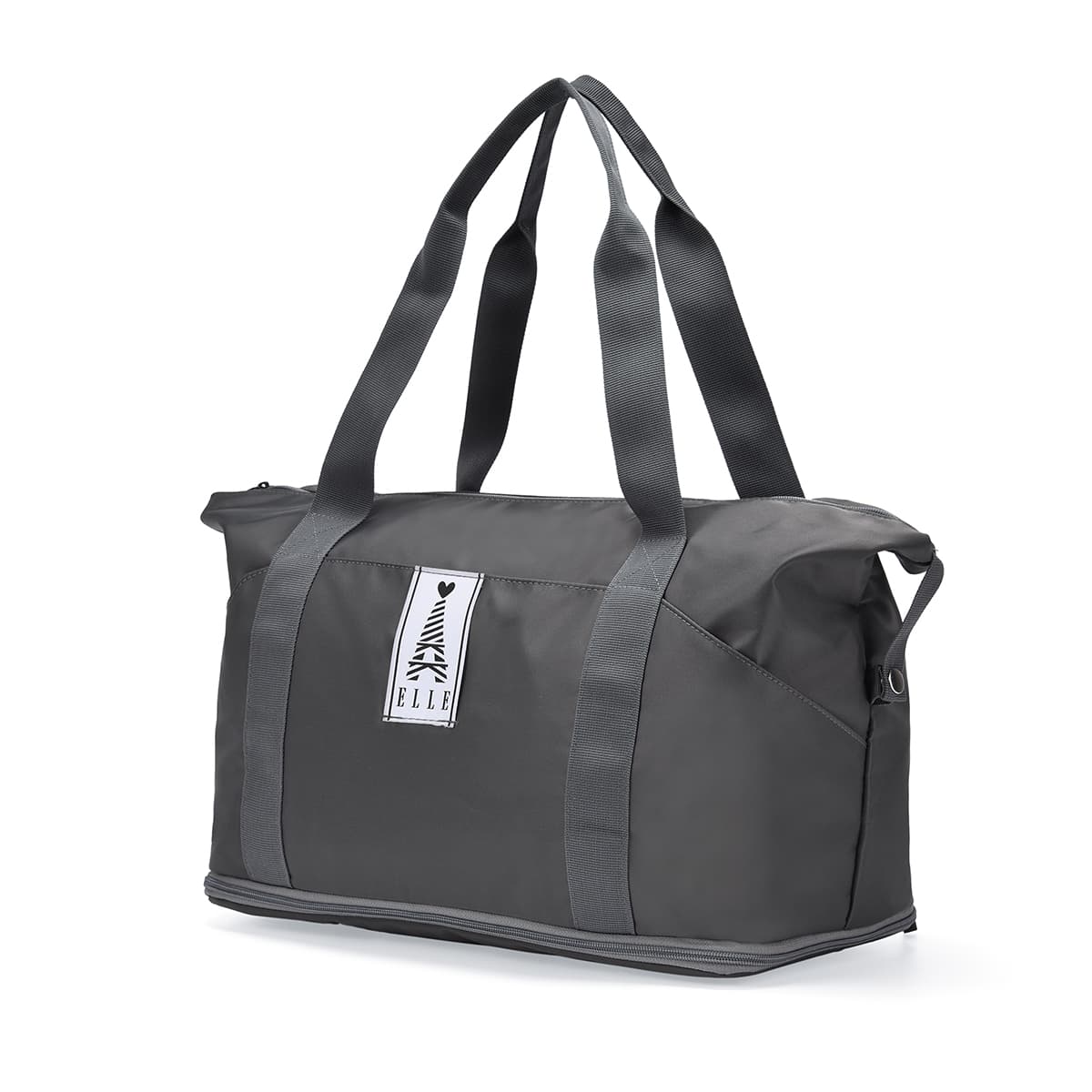 ELLE Nylon Travel Bag Black/Gray/Pink
