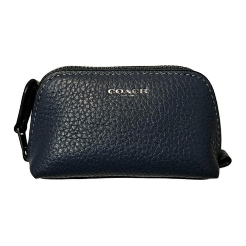 COACH Pebbled Clutch Makeup Bag Mini Blue Blue