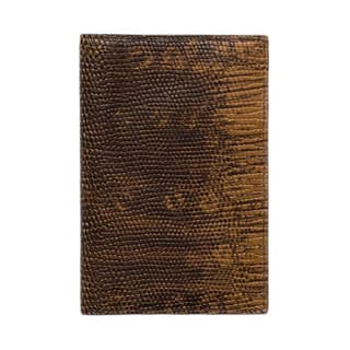 PRADA Lizard Skin Passport Holder Cork Beige