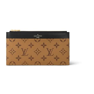 LOUIS VUITTON SLIM Monogram Reverse Coated Canvas With Clutch Brown