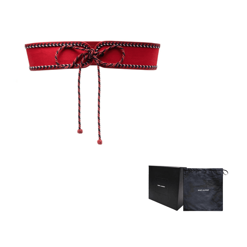 SAINT LAURENT Contrast Trim Belt Red Width 6.5CM Red