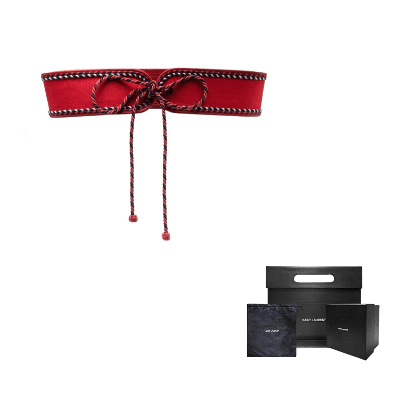 SAINT LAURENT Contrast Trim Belt Red Width 6.5CM Red