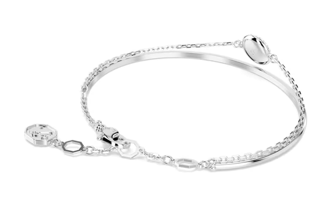 Swarovski Rhodium Plated, Faux Crystal Bangles Silver