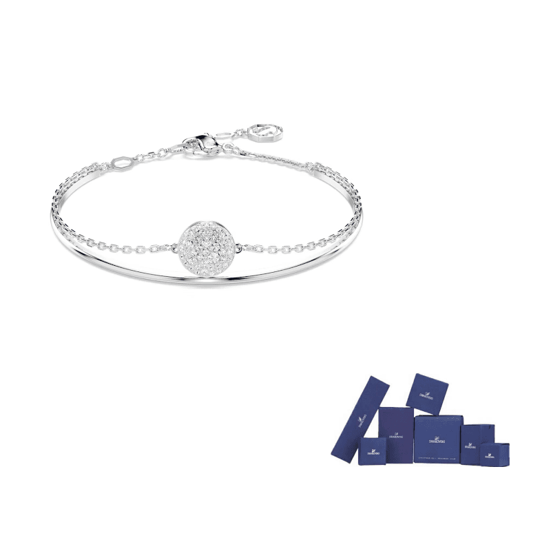 Swarovski Rhodium Plated, Faux Crystal Bangles Silver
