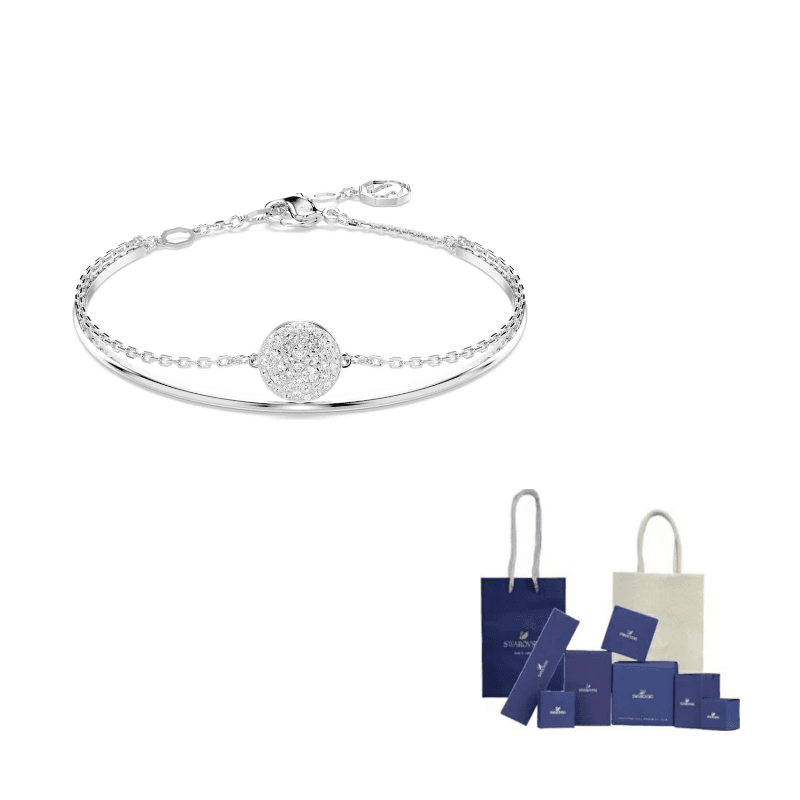 Swarovski Rhodium Plated, Faux Crystal Bangles Silver