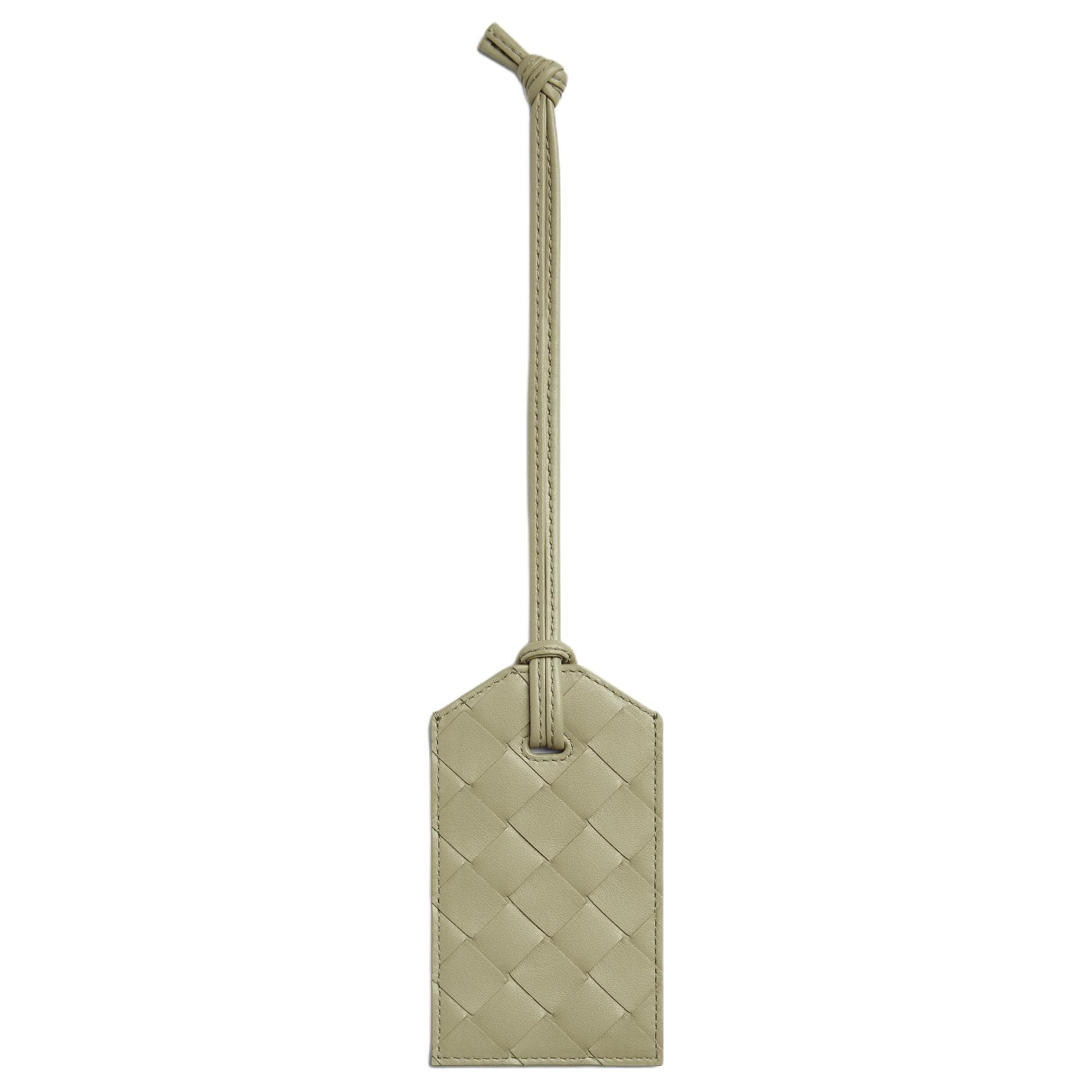 Bottega Veneta Calfskin Label Holder Bag Accessory Gray Green Gray Green