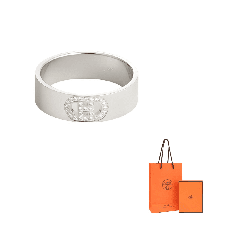 HERMES White Gold Rings Silver Silver