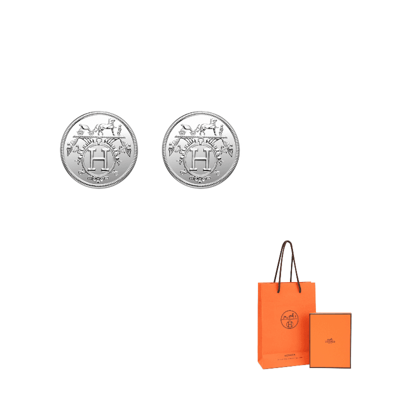HERMES 925 Sterling Silver Earrings Silver