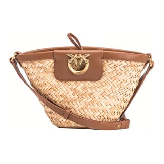 PINKO Cow Bucket Bag Handbag Brown