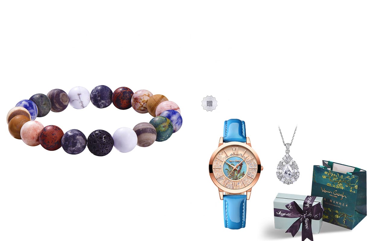Bracelet+Precious Sand Watch+Necklace+Premium Blue Gift Box Set
