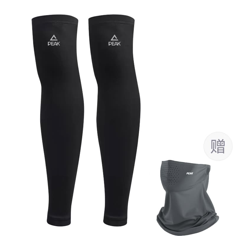 Black Sun Protection Leg Cover+Dark Gray Ice Silk Sun Protection Mask