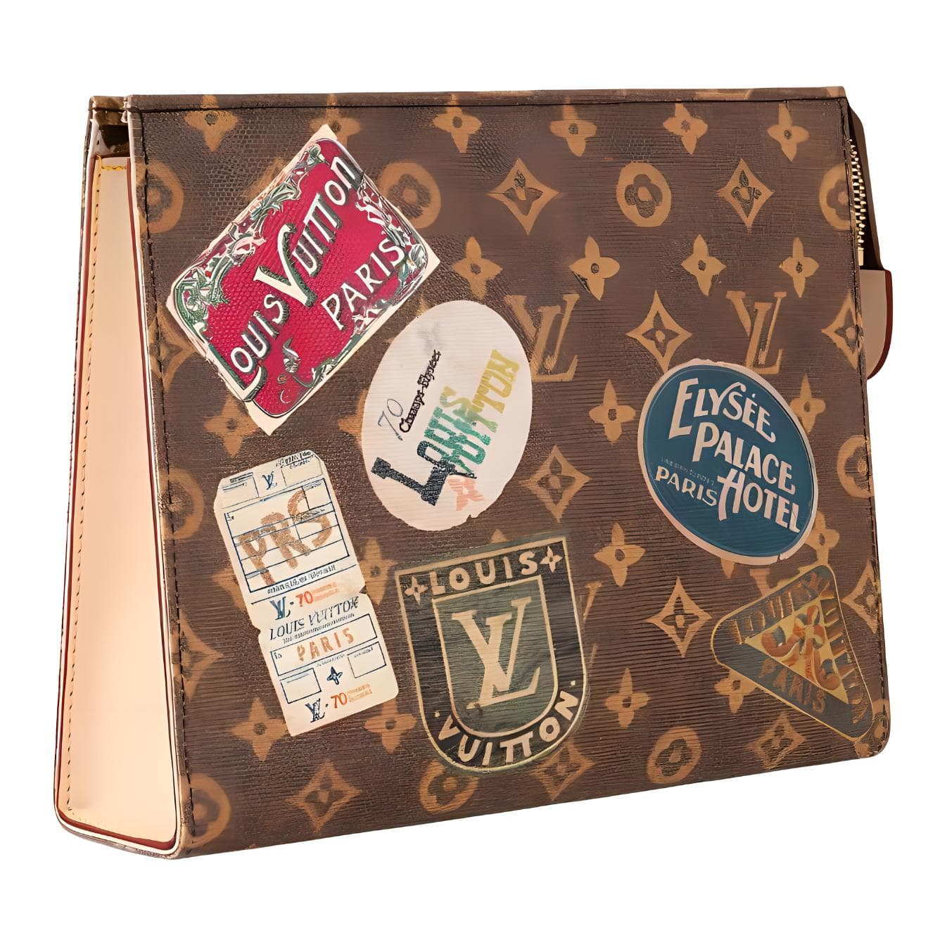 LOUIS VUITTON Coated Canvas Clutch Extra Large Brown