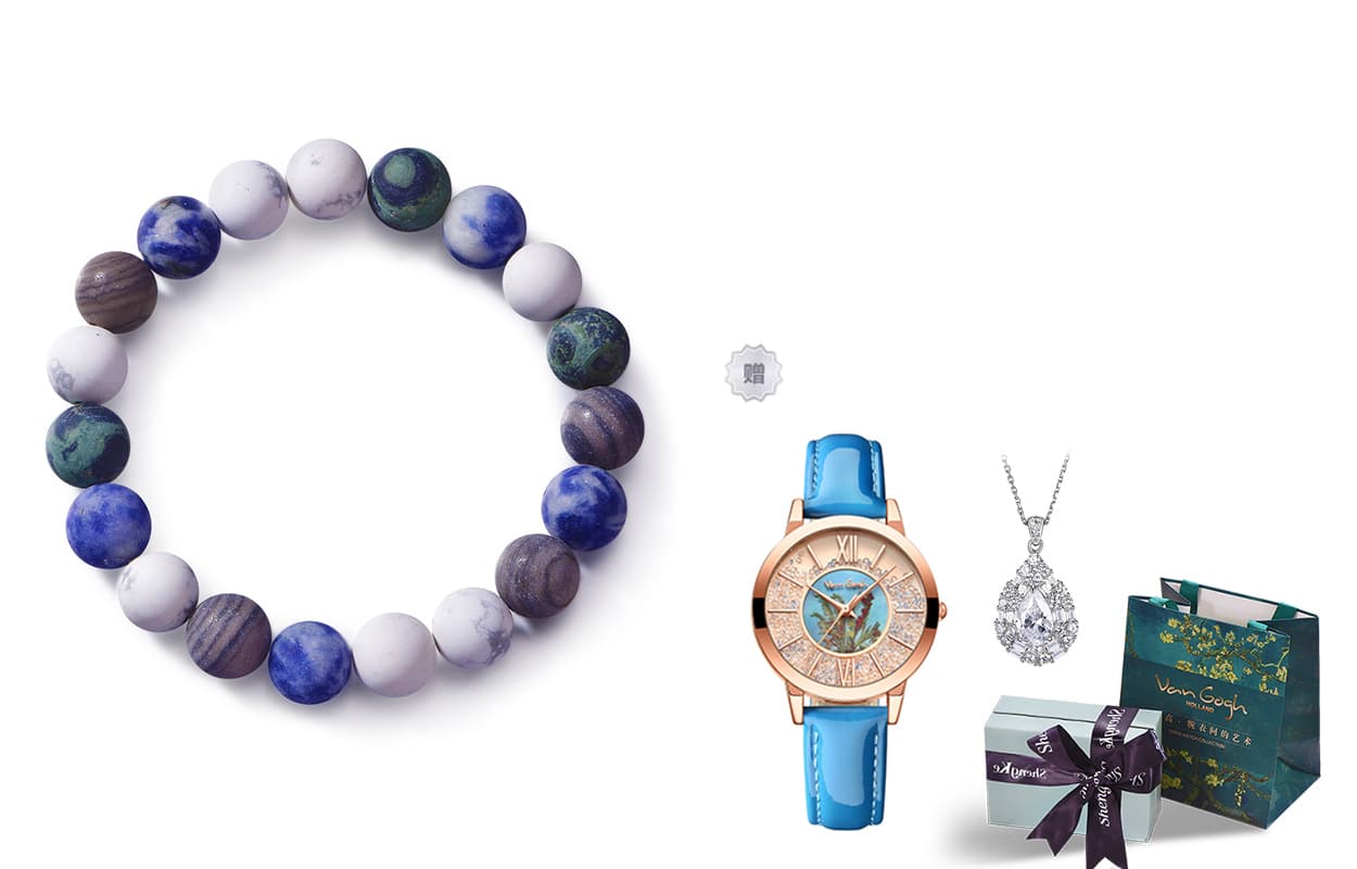 Version B+Premium Sand Watch+Necklace+Premium Blue Box Set