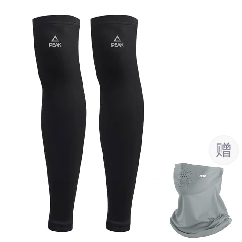 Black Sun Protection Leg Cover+Gray Ice Silk Sun Protection Mask