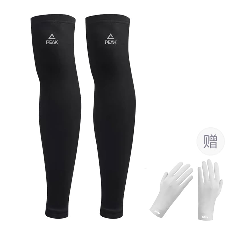 Black Sun Protection Leg Cover+Gray Ice Silk Sun Protection Glove