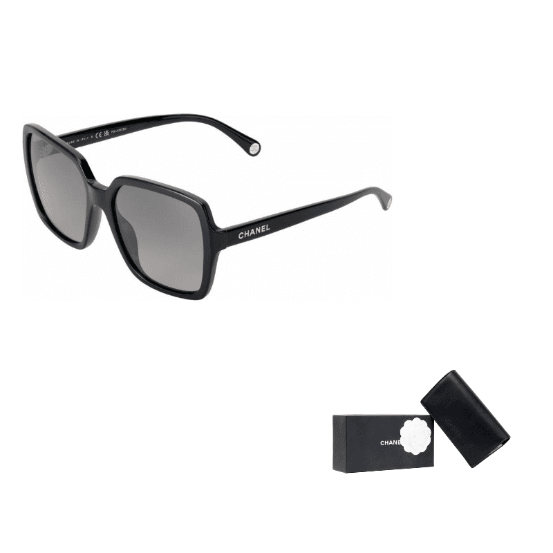 CHANEL Irregular Shape Sunglasses Black Black
