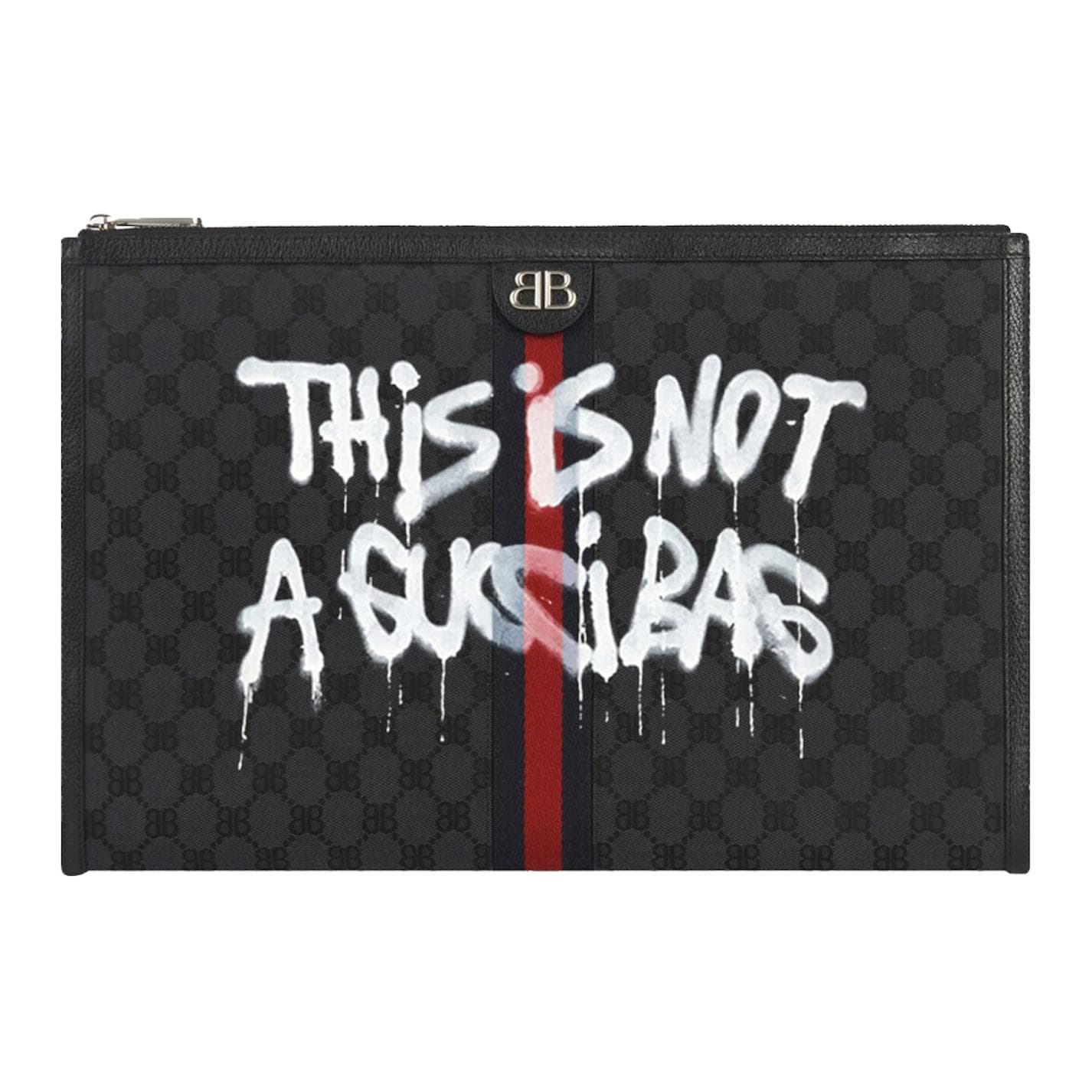GUCCI Balenciaga Collaboration Canvas With Laptop Bag Black Basic Set (Bag+Dust Bag)