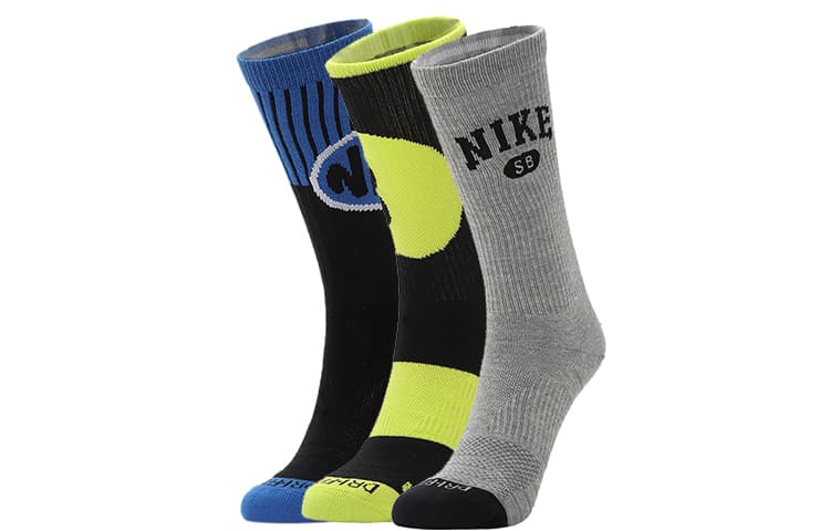 Nike Crew 3 Pack, Black/Bright Yellow/Dark Gray